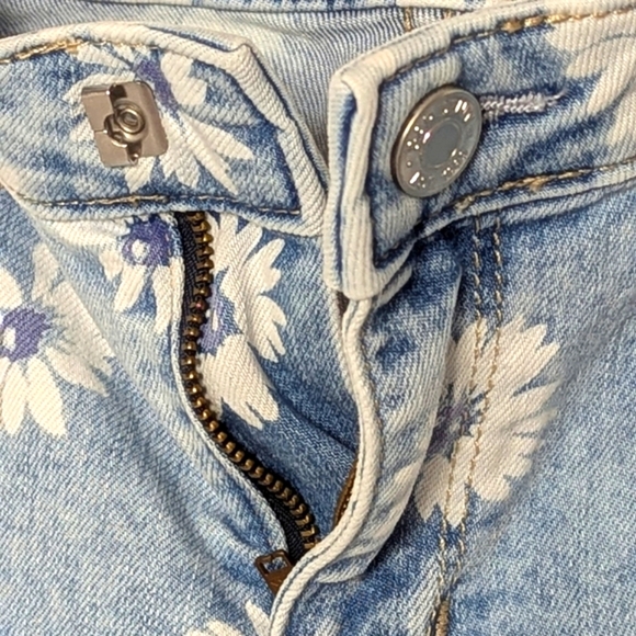 GAP Kids (Size 8) Super Skinny Floral Ankle Jeans Adjustable Waist Frayed Edges - Picture 5 of 16